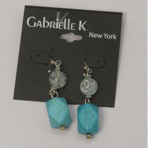 GABRIELLE K NEW YORK Fashion Earrings Drop Dangle Blue Beads Hook Fasteners